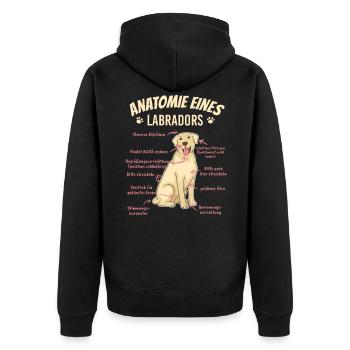 Für Hundeliebhaber Anatomie eines Labrador - Unisex Premium Bio Zip Hoodie - Schwarz - Hinten - Nico (187cm)