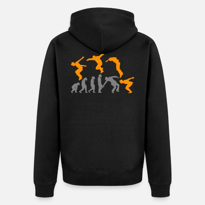 Parkour Parkourläufer Hindernisparkour Evolution - Unisex Premium Bio Zip Hoodie - Schwarz