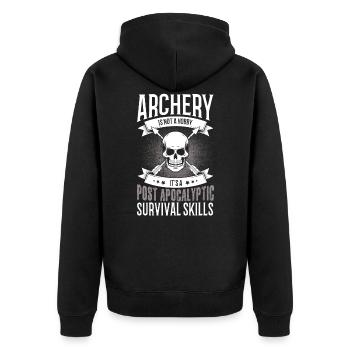 Archery Arrow Archer Archery - Unisex Premium Organic Zip Hoodie - black - Back - Nico (187cm)