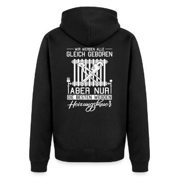 Heizungsbauer die Besten Installateur Heizungsbau - Unisex Premium Bio Zip Hoodie - Schwarz - Hinten - Nico (187cm)