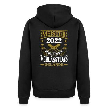 Heizungsbauer Meister 2022 Installateur Heizungsba - Unisex Premium Bio Zip Hoodie - Schwarz - Hinten - Nico (187cm)