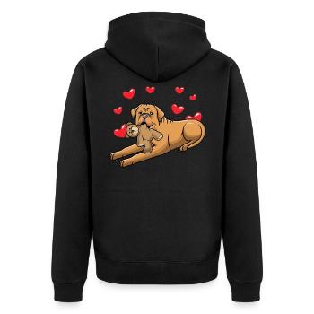 Chien Dogue de Bordeaux avec peluche - Veste à capuche bio Premium Unisexe - noir - Dos - Nico (187cm)
