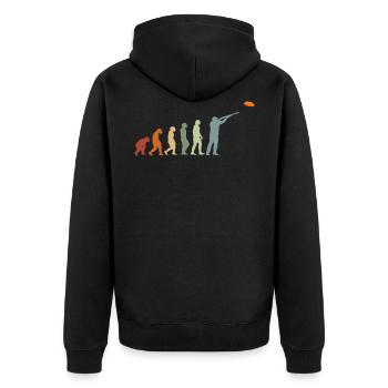 Wurfscheibenschießen Tontauben Scheiben - Unisex Premium Bio Zip Hoodie - Schwarz - Hinten - Nico (187cm)