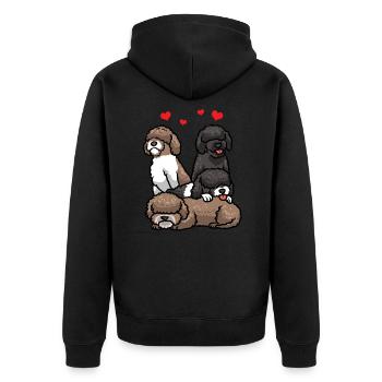 Perro de Agua Español Hund Spanischer Wasserhund - Unisex Premium Bio Zip Hoodie - Schwarz - Hinten - Nico (187cm)