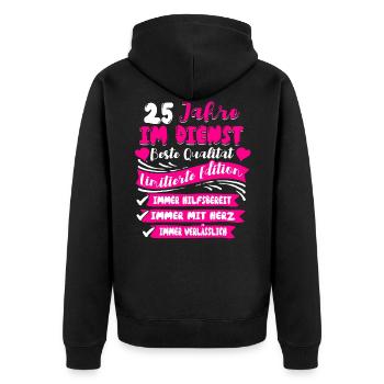 25 Jähriges Dienstjubiläum Firmenjubiläum - Unisex Premium Bio Zip Hoodie - Schwarz - Hinten - Nico (187cm)