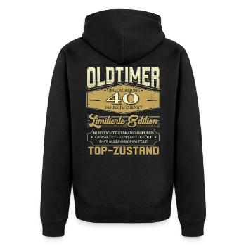 40 Jähriges Dienstjubiläum Firmenjubiläum - Unisex Premium Bio Zip Hoodie - Schwarz - Hinten - Nico (187cm)