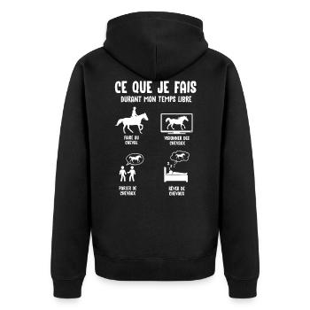 Ce que je fais durant mon temps libre cadeau noel - Veste à capuche bio Premium Unisexe - noir - Dos - Nico (187cm)