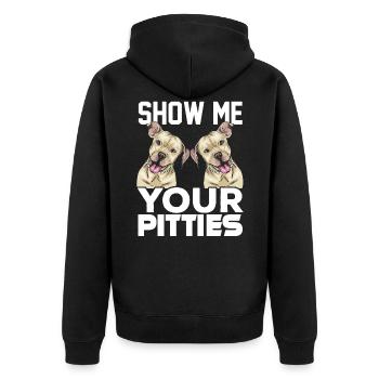 Pitbull Dog Lover Dog Bullterier - Unisex Premium Organic Zip Hoodie - black - Back - Nico (187cm)