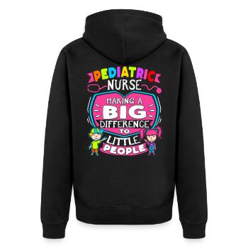 Kinderkrankenschwester - Unisex Premium Bio Zip Hoodie - Schwarz - Hinten - Nico (187cm)