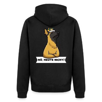 Sturer Malinois Hund Belgischer Schäferhund - Unisex Premium Bio Zip Hoodie - Schwarz - Hinten - Nico (187cm)