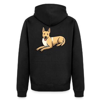 Carolina Dog Hund - Unisex Premium Bio Zip Hoodie - Schwarz - Hinten - Nico (187cm)