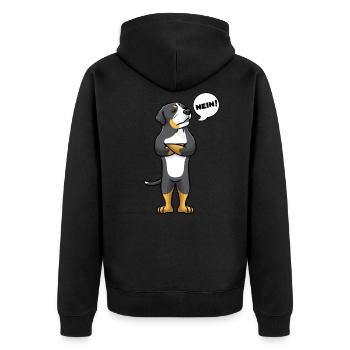 Sturer Großer Schweizer Sennenhund Hund - Unisex Premium Bio Zip Hoodie - Schwarz - Hinten - Nico (187cm)