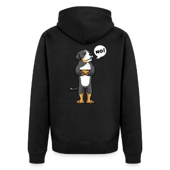 Sturer Großer Schweizer Sennenhund Hund - Unisex Premium Bio Zip Hoodie - Schwarz - Hinten - Nico (187cm)
