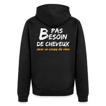 Pas besoin de cheveux t shirt - Veste à capuche bio Premium Unisexe - noir - Dos - Nico (187cm)