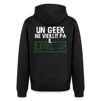 t shirt Geek - Veste à capuche bio Premium Unisexe - noir - Dos - Nico (187cm)