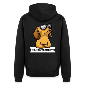 Sturer Dackel Hund lustig Teckel - Unisex Premium Bio Zip Hoodie - Schwarz - Hinten - Nico (187cm)