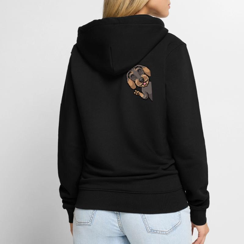 Rough-haired Dachshund Dog Unisex Premium Organic Zip Hoodie