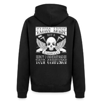 Tatoueur Tatoueur Tatouages - Veste à capuche bio Premium Unisexe - noir - Dos - Nico (187cm)