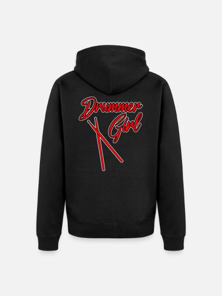Drummer Girl - Unisex Premium Bio Zip Hoodie - Schwarz