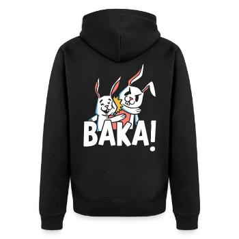 Baka Anime Liebhaber Manga Leser Animation Otaku - Unisex Premium Bio Zip Hoodie - Schwarz - Hinten - Nico (187cm)
