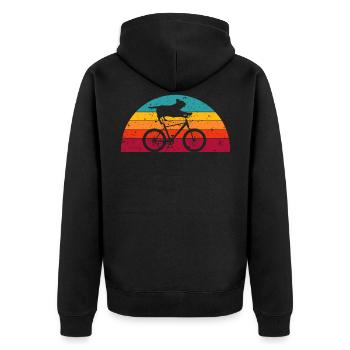 Fahrrad Katze Reiter Radfahrer Fahrrad Biker Radfahren MTB - Unisex Premium Bio Zip Hoodie - Schwarz - Hinten - Nico (187cm)