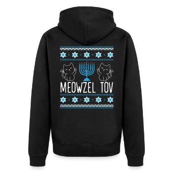 Meowzel Tov Menoarah Hanoukka Chat Chat Juif Kitty - Veste à capuche bio Premium Unisexe - noir - Dos - Nico (187cm)