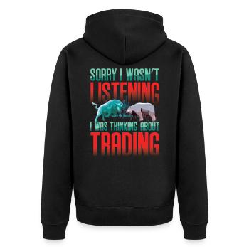 Je pensais au trading - Veste à capuche bio Premium Unisexe - noir - Dos - Nico (187cm)