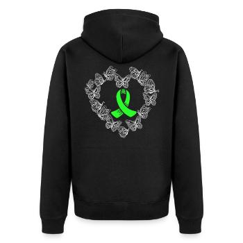 Non-Hodgkin Lymphom Awareness Supporter Krieger - Unisex Premium Bio Zip Hoodie - Schwarz - Hinten - Nico (187cm)