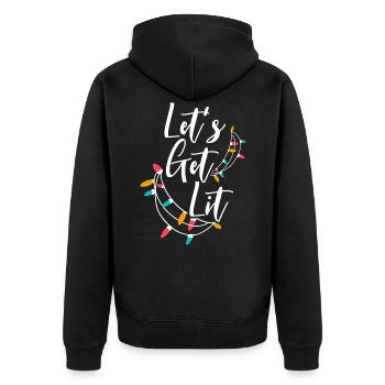 Let's Get Lit Weihnachtsbeleuchtung Weihnachten Frohe Feiertage - Unisex Premium Bio Zip Hoodie - Schwarz - Hinten - Nico (187cm)