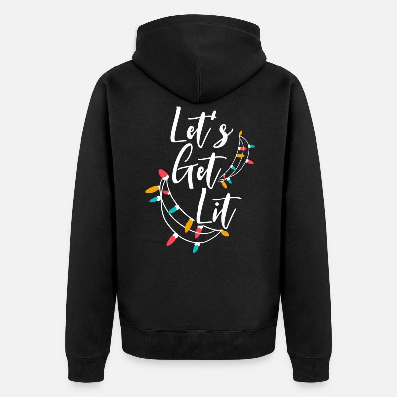 Allumons les lumières de Noël Joyeuses Fêtes de Noël - Veste à capuche bio Premium Unisexe - noir