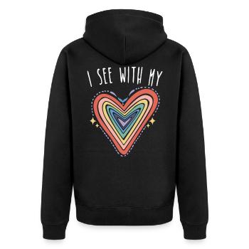 Blindenschrift Herz Sehbehindertes blindes Bewusstsein - Unisex Premium Bio Zip Hoodie - Schwarz - Hinten - Nico (187cm)