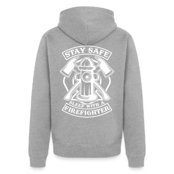 Assurez-vous de dormir avec un pompier - Veste à capuche bio Premium Unisexe - gris chiné - Dos - Nico (187cm)