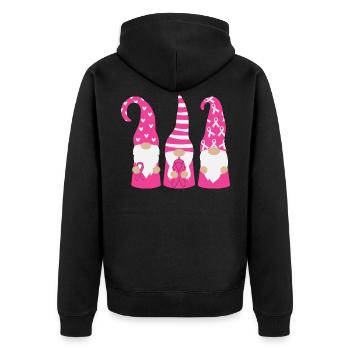Brustkrebs Bewusstsein Kampf Krebs Rosa Gnom - Unisex Premium Bio Zip Hoodie - Schwarz - Hinten - Nico (187cm)