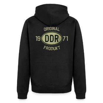 Produit DDR original Année de construction 1971 Anniversaire 50. - Veste à capuche bio Premium Unisexe - noir - Dos - Nico (187cm)