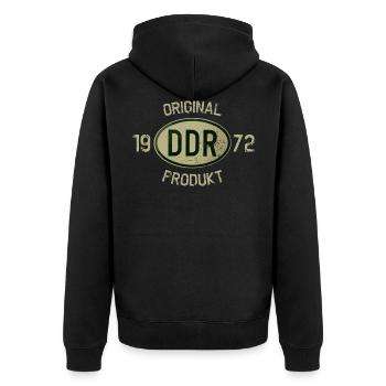 Original DDR Produkt Baujahr 1972 Geburtstag - Unisex Premium Bio Zip Hoodie - Schwarz - Hinten - Nico (187cm)