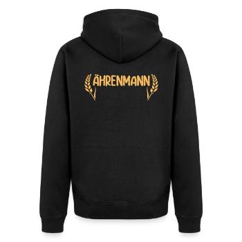 Ährenmann Geschenk Bauer Landwirt - Unisex Premium Bio Zip Hoodie - Schwarz - Hinten - Nico (187cm)