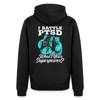 Je lutte contre le SSPT Licorne Stress post-traumatique SSPT - Veste à capuche bio Premium Unisexe - noir - Dos - Nico (187cm)