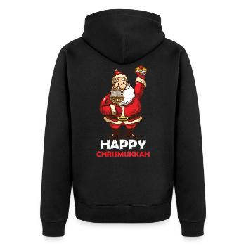 Happy Chrismukkah Hanukkah Gift - Unisex Premium Organic Zip Hoodie - black - Back - Nico (187cm)