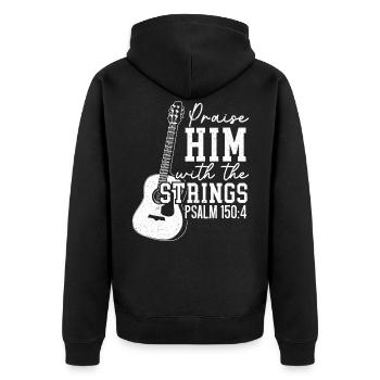 Lobe ihn mit den Saiten Gitarren Musiker - Unisex Premium Bio Zip Hoodie - Schwarz - Hinten - Nico (187cm)