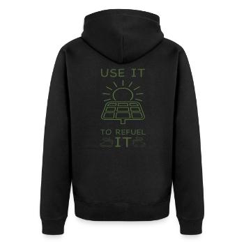 Energies renouvelables Photovoltaïque ou éolien - Veste à capuche bio Premium Unisexe - noir - Dos - Nico (187cm)