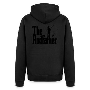 The Rodfather Fishing Angler Gift Fishing Rod - Unisex Premium Organic Zip Hoodie - black - Back - Nico (187cm)