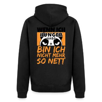Ich muss Essen Kawai Panda mit Hunger wird wütend - Unisex Premium Bio Zip Hoodie - Schwarz - Hinten - Nico (187cm)