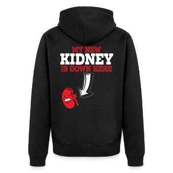 My New Kidney Is Here Transplant Organ Recipient - Unisex Premium Organic Zip Hoodie - black - Back - Nico (187cm)