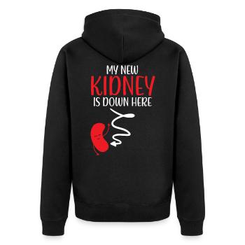 My New Kidney Is Here Transplant Organ Recipient - Unisex Premium Organic Zip Hoodie - black - Back - Nico (187cm)