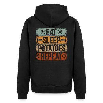 Manger dormir pommes de terre Répéter légume végétarien - Veste à capuche bio Premium Unisexe - noir - Dos - Nico (187cm)