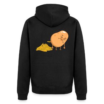 Pooping Potato French Friens Potato Tater Tots - Unisex Premium Organic Zip Hoodie - black - Back - Nico (187cm)