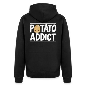 Potato Addict Vegan Root Vegetable Vegetarian - Unisex Premium Organic Zip Hoodie - black - Back - Nico (187cm)