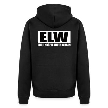 ELW Freiwillige Feuerwehr Feuerwehrfahrzeug - Unisex Premium Bio Zip Hoodie - Schwarz - Hinten - Nico (187cm)