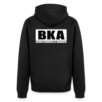 Polizei Bundes Grenz Schutz Design - Unisex Premium Bio Zip Hoodie - Schwarz - Hinten - Nico (187cm)