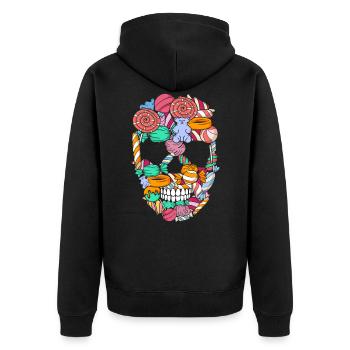 Candy Sweet Sugar Lollipop Dessert Foodie Candies - Unisex Premium Organic Zip Hoodie - black - Back - Nico (187cm)
